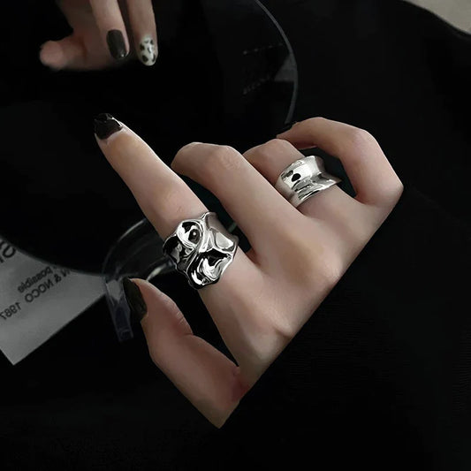 Minimalistische 925 Silber Ring für Frauen Mode Kreative Unregelmäßige Geometrische Aestethic Offene Ringe Geburtstag Party Schmuck Geschenk